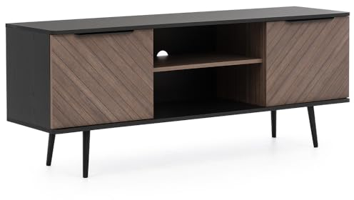 Lomadox Lowboard 150cm in Graphit und braun mit Holzoptik