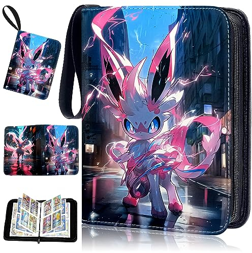 Sammelkarten Album 65 Seiten 520 Karten - Binder für Anime, Fußball, Magic, Ordner mit Reißverschluss & Abnehmbare, Tragbar Wasserdicht PU Leder - Für Kinder & Sammler (Rosa)