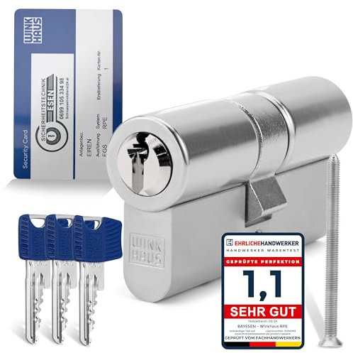 Winkhaus RPE Schließzylinder Gleichschließung - Hochsicherheits Türschloss Set für Haustür und Wohnungstür - 3 Schlüssel mit Kopierschutz Türzylinder Doppelzylinder 45/50 - Made in Germany - seit 1854