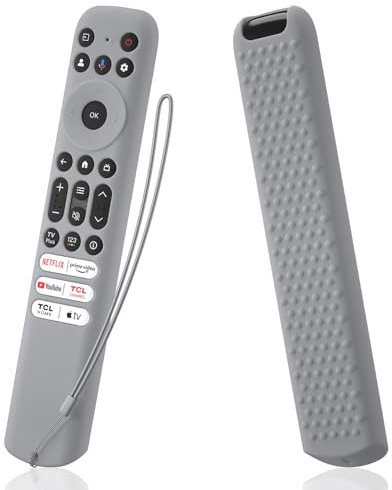 AKSHFETH Silicone Remote Cover for TCL RC813 FMB1/RC923 FMB3 Smart TV Remote Silicone Protective Case for TCL RC813 Remote Control Cover with Lanyard (grey)