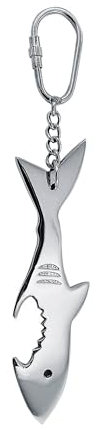 NKlaus Flaschenöffner Hai aus vernickeltem Messing, 15,5cm – Elegante Nautische Deko, Ozeanische Eleganz 16105