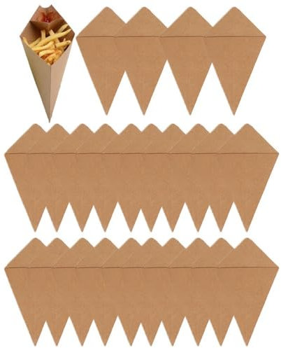 Lpitoy 25 Pcs French Fries Holder Charcuterie Cups Take-out Baking Paper Popcorn Boxes Kraft Paper French Fry Cups Holder Food Trays Paper Cones