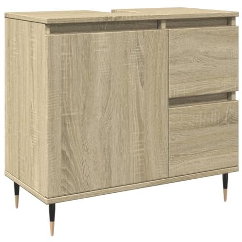 vidaXL Armoire lavabo de Salle de Bain chêne Sonoma Bois d'ingénierie, Meuble sous lavabo, Meuble de Salle de Bain
