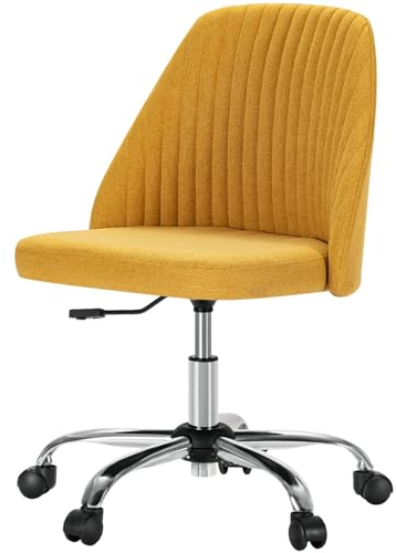 Refined Living Bürostuhl ohne Armlehnen,Computerstuhl mit Rollen,Ergonomischer Stuhl，belastbar bis 113 kg，Computerstuhl mit Rollen (Gelb)