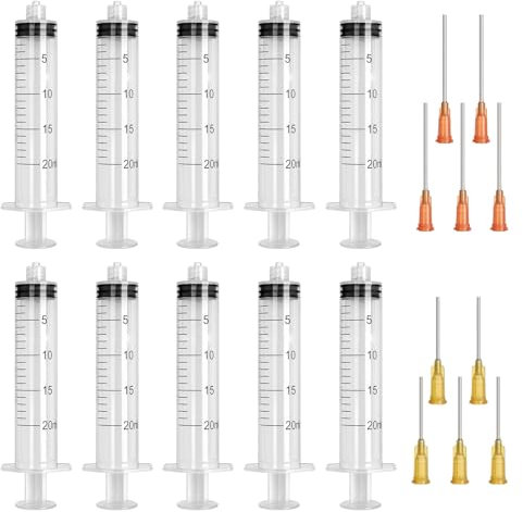 10 Stück Spritzen 20ml, Plastikspritze, Dosierspritze, Kolostrum Spritze, Injektionsspritze, Für Labor, Industriell, Flssigkeitsmessung, DIY Craft Nachfüllkleber