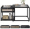 KIMENICH Couchtisch 2er Set, Satztische fürs Wohnzimmer, mit Schubladen, 2 Schubladenpaneele, DIY, Glas, Metallgestell, für Wohnzimmer, Balkon und Büro, Schwarz