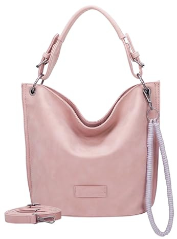Fritzi31N Vintage Hobo Bag Damen Umhängetasche Handtasche Schultertasche Freizeit Reise City vegane Lederoptik 28 x 26 x 13 cm – Schwarz, Rosa, Braun, Türkis, Grün, Grau, Beige, Pink, Violett, Blau