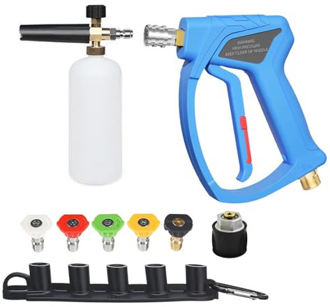 TOOSOAR Haute Pression Nettoyeur Canon à Mousse,Canon à Mousse pour Lavage de Voiture 1L, avec 5 Buses de Pulvérisation,pour Le Lavage de Voiture et Le Nettoyage