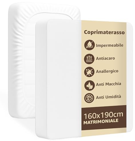 SONIT - Coprimaterasso Impermeabile - Cerata Letto - Copri Materasso Antiacaro Anallergico - Anti Macchia e Umidità (160x190)
