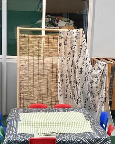 Elitix Paravent Raumteiler Beruhigender Eck-Sichtschutzzaun, Freistehende Raumteiler, Dekorative Trennwände für Die Terrasse, Naturfarbenes Bücherregal, Verdunkelungselement(Natural,200x120cm)