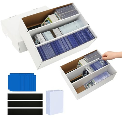 MZONGZI Sports Card Boxes 2400 Count Cardboard Storage Box White Bulk Storage Baseball Card-Boxes with 8 Dividers Sports Cards Storage Box for Game Baseball (2)