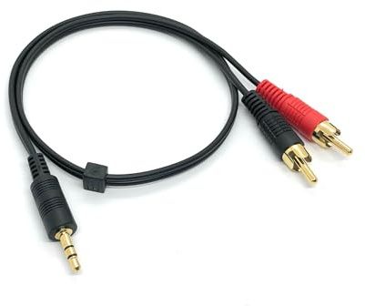 Ome Audio Stereo 3.5mm (1/8 Inch) Jack To Dual RCA (Phono) Audio Cable For Smartphones, Laptops, Tablets, Amplifiers, Digital Players, Mixers, Gaming Consoles. (1.2m)