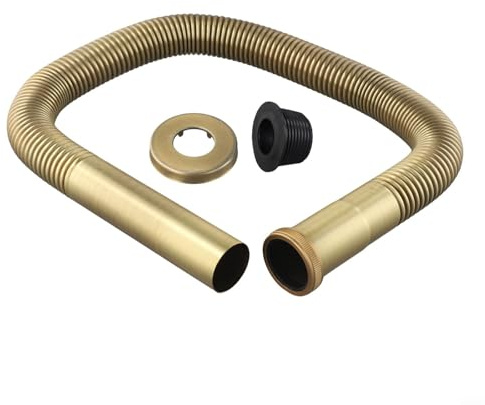 Jurtmy Brass Flexible Sink Drain Hose, DN30 Bathroom Kitchen Basin Water Pipe, 80cm Extendable Siphon Tube, for Standard Waste Systems