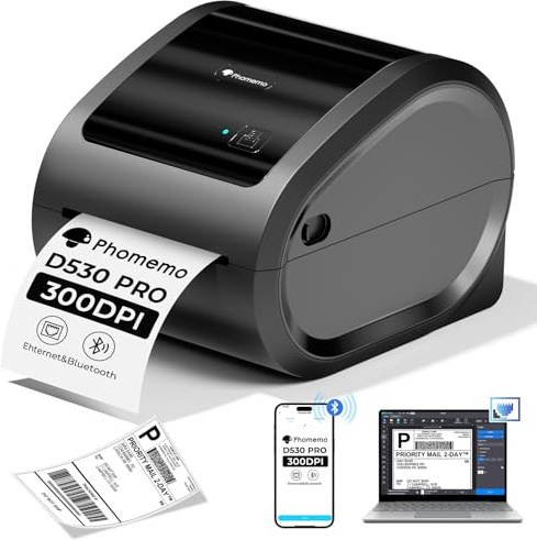 Phomemo Ethernet Shipping label printer, 300dpi Thermal Label Printer