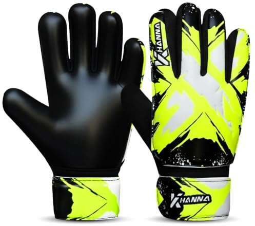khanna Gants Gardien pour Enfants, Garçons et Adultes, 4mm, Paumes À Haute Prise Respirante, Double Support Gants se Gardien Football - Idéal pour L'entraînement