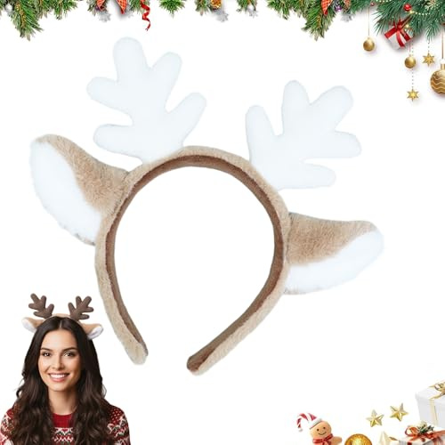 Generisch Reh Ohren Haarreif, Weihnachten Reh Geweih Haarreif Rentier Stirnband Weihnachts Haarschmuck für Kinder und Erwachsene, Weihnachtsdeko Weihnachtsfeier Kostümparty und Cosplay Stirnband (B#)