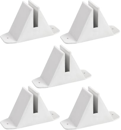 Beavorty 5pcs White Plastic Fence Post Base Bracket Support for Garden Fence, Heavy Duty Anti-tipping Anchor Holder Suitable for Picket and Divider Posts