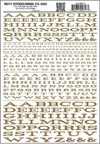 Woodland Scenics Extended Roman Letters, Gold WOOMG717
