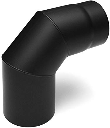raik Rauchrohrbogen/Ofenrohrbogen 90° 3-teilig ohne Tür 150 mm Durchmesser 2 mm Stärke Stahlblech Schwarz SH019-150-sw