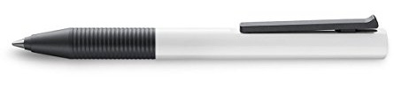 LAMY tipo K Tintenroller 337 – Rollpen aus hochglänzendem Kunststoff in der Farbe Weiß mit integrierter Clip-/Drücker-Mechanik – Tintenrollermine M 66 blau – Strichbreite B, 1 Stück (1er Pack)
