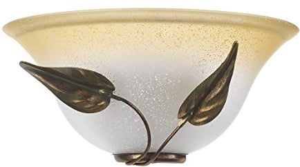 ONLI Mira Wandleuchte aus Glas, Farbe Elfenbein, Farbverlauf, bernsteinfarben, Metallgestell in Braun und Gold