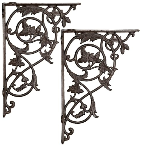 Wandwinkel 22,5 x 33 cm Winkel Wandhalter Bücherregal Regalträger Set Gusseisen Andalusien Antik Stil Moritz SL-162-BR