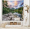 ABAKUHAUS Natur Wandteppich und Tagesdecke, See durch Wald Berg aus Weiches Mikrofaser Stoff Waschbar ohne Verblassen Digitaldruck, 230 x 140 cm, Grün Grau