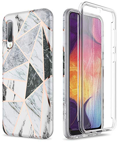 SURITCH Kompatibel mit Samsung A50 Hülle Silikon Hüllen mit Integriertem Displayschutz 360 Grad Bumper Stossfest Handyhülle Schutzhülle für Samsung Galaxy A50 Geometrisch