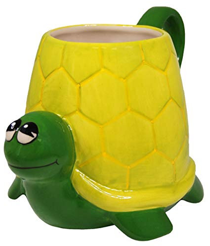 Deluxebase Crockery Critters Sea Turtle Mug from Hand-Painted Animal Shaped Cup for Tea or Coffee. Fun Novelty Gift for Adults or Kids, Ceramic Home Ware & Cute Kitchen Accessories.