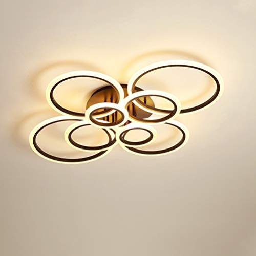 94W LED Modern 3000K Warmweißes licht Deckenleuchte Wohnzimmerlampe 8 Ringe Design Deckenlampe Metall Acryl für Schlafzimmer Esszimmer Studie Flur Restaurant Innenbeleuchtung, schwarz, 100*80*12cm