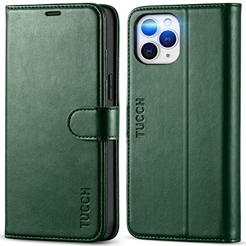 TUCCH Custodia Pelle Sintetica per iPhone 12 Pro Max (6,7 pollici, 2020) (Verde Notte)