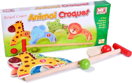 Marco Paul Jeu de croquet animal – Jouets de jardin pour enfants en plein air et intérieur, jeu de jardin familial, jeu éducatif précoce pour les enfants à partir de 3 ans, ensemble de golf avec