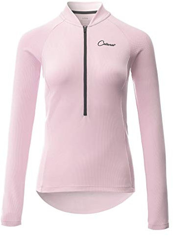 CATENA Radtrikot Damen Langarm Fahrradtrikot Moutainbike Tops Fahrradshirt Bikeshirts MTB Rennrad Radsport Bekleidung Atmungsaktiv Schnell Trocknend Einfarbig Cycling Jersey für Frauen, Pink, L