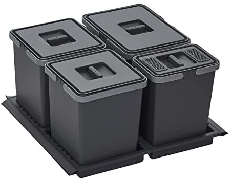 Cubo de basura SOTECH Draw 15+10+10+6L Sistema de Separación de Residuos con Tapa Sistema de Residuos para Ancho 60 cm