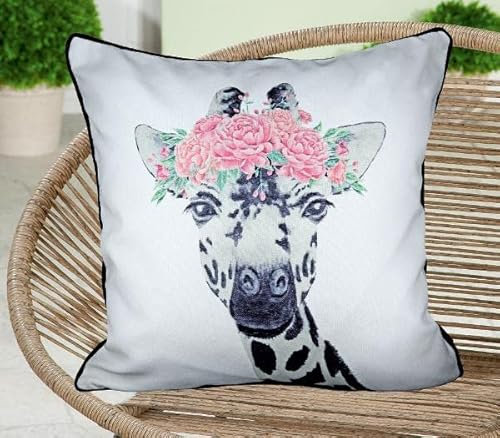 GILDE Kissen Giraffe mit Blumen 45x45cm