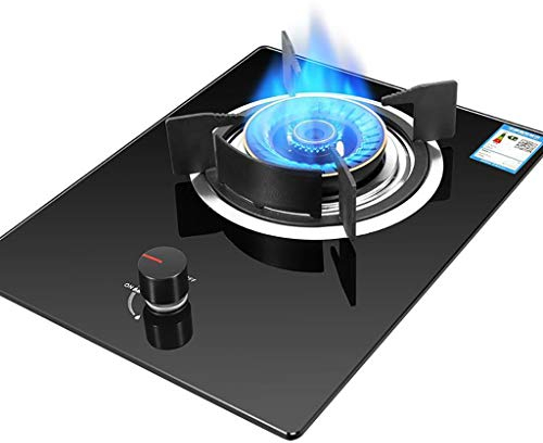IBOWZ Burners Gas Hob 4.8KW Black Tempered Glass Built-in Gas Hob Single Burner-Thermocouple Flameout Protection|Pulse Ignition Needle|Child Lock Protection Device [Energy Class A] (Color : NG)