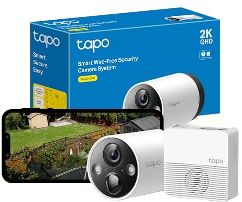 Tapo 2K QHD Wireless Outdoor Security Camera, 1-Cam with Hub included, 180-Day Rechargeable Battery, 4MP, Colour Night Vision, AI Detection, SD Storage, Works with Alexa & Google(Tapo C420S1)