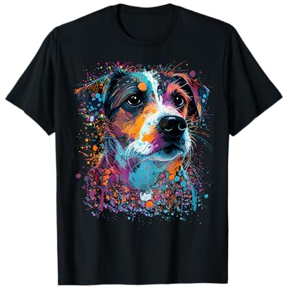 Colorful Splash Art Jack Russel Terrier Portrait Welpenbesitzer T-Shirt