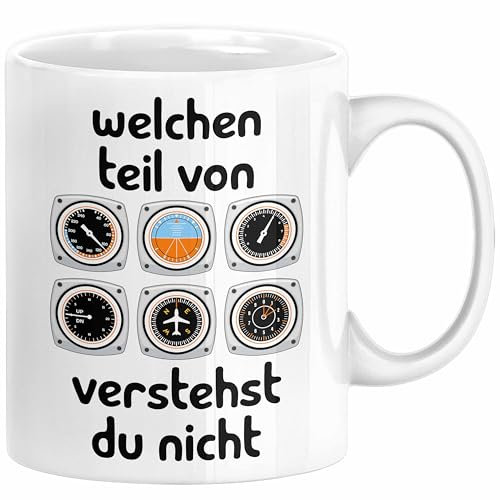 Trendation - Pilot Tasse Geschenk Lustiger Spruch Welchen Teil Von Verstehst Du Nicht Piloten Edition Becher Kaffeetasse (Weiß)