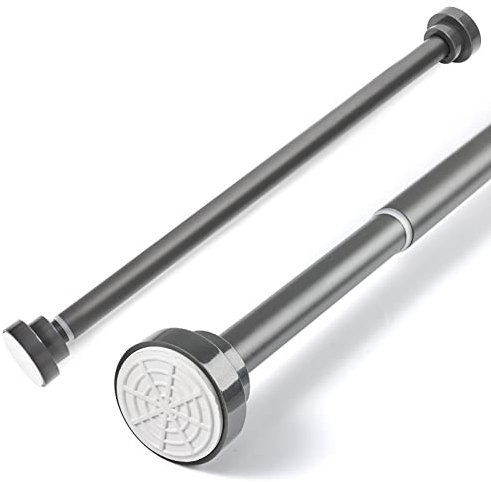 Stainless Steel Extendable Shower Curtain Pole 83-130cm Tension Rods for Curtains Telescopic Curtain Poles No Drilling Adjustable Shower Curtain Rail for Kitchen Closet Bathroom Window, Dark Grey