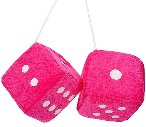 Soleebee Plüschwürfel Ein Paar Aufhängen Auto Hängendes Ornament, Fuzzy Plüsch Würfel Auto Zubehör zum Aufhängen Innenrückspiegel Zubehör von Rückspiegel-Anhänger Auto Innenausstattung (Pink A)