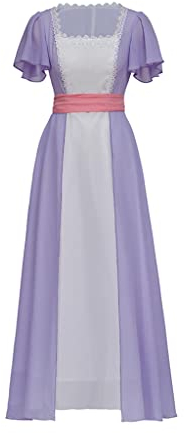 iSHOWcos Titanic Rose – Costume de cosplay, robe de bain, robe rose blanche et violette pour femmes – Robe de soirée régence (blanc et violet, taille S)