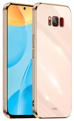 EASSGU Galvanisierter Rahmen Handyhülle für Samsung Galaxy S8 (5.8 Inches), Weiche TPU Silikon Schutzhülle - Rosa