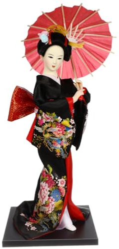 Cabilock Japanische Kimono Geisha Figurine Traditionelle Asiatische Puppe Für Dekoration Im Wohnzimmer Büro Oder Handgefertigte Statue Für Sammler Und Liebhaber Japanischer Kultur