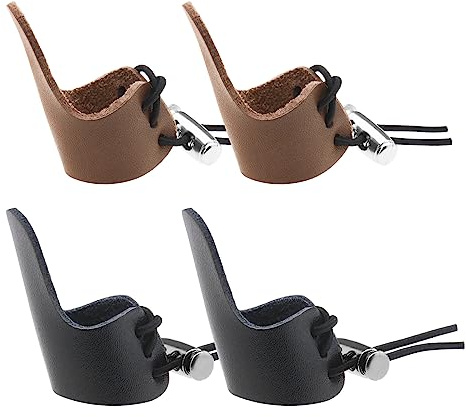 EMSea Fingerschutz-Pad, Fingerhandschuhe, Bogenschießen, Fingerlasche, Leder, Daumenring, Pfeil, Fingerpolster, Sportzubehör, 4,9 x 2,3 cm, 4 Stück