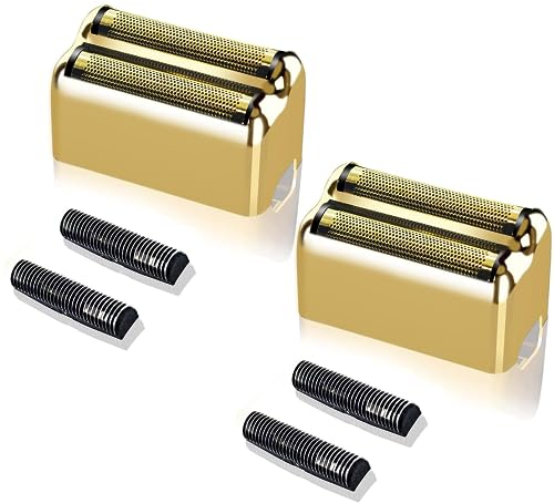 2 Stück Rasierersatzfolie und Klingen kompatibel mit BaBylissPRO Double FXFS2 Rasierer Metallfolie Ersatz (Gold-2 Stück)