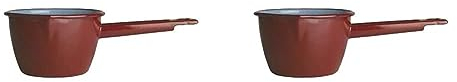 IBILI Stielkasserolle konisch 16 cm aus emailliertem Stahl in braun (Packung mit 2)