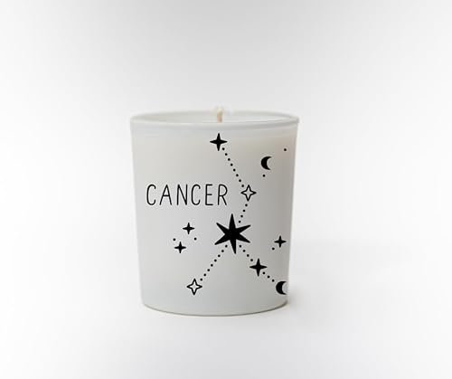 Original Soy Wax Zodiac Duftkerze Tierkreiszeichen: Krebs - aus 100% veganem Sojawachs - Aromatherapie Weiße Kerzen - Sternzeichen Duftkerzen im Glas - Duft: Bratapfelkuchen