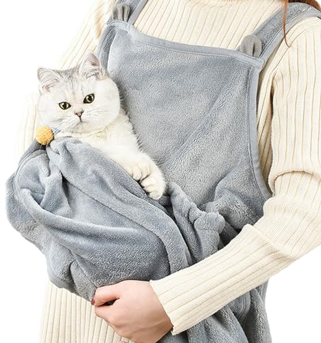BommFu Katzen Tragetasche | Katzen Trageschürze | Weiche Tragetasche Für Haustiere Zur Begleitung - Atmungsaktive Katzentrageschürze - Katzenschlafsack Für Kleine Hunde Und