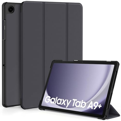EasyAcc Funda Compatible con Samsung Galaxy Tab A9+/ A9 Plus 11 Pulgadas 2023 SM-X210/ X216/ X218– Ultra Slim PU Protectora Carcasa con Función de Soporte función Atril, Gris Oscuro